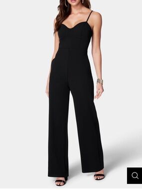 bebe Black Strappy Sweetheart Jumpsuit Size L